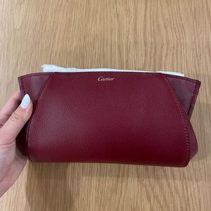 Cartier Red Leather Clutch Bag with Card Holder